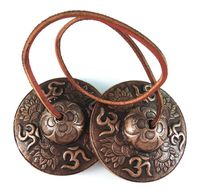 Tingsha Om Symbol Lotus Flower Chimes Bells Small