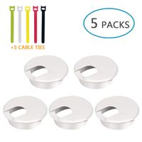 5pcs Desk Grommet 2 inch Wire Covers for Cords Cables Plug Hole Cover Wire Organizers for Home Office Desk with 5 Fastening Cable Ties White