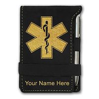 Mini Notepad, Star of Life, Personalized Engraving Included (Black)