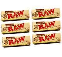 Raw Unrefined Organic 1.25 1 1/4 Size Cigarette Rolling Papers, 6 Packs