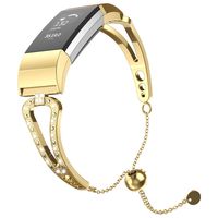 UMTELE Band Compatible with Fitbit Charge 2 V Shape Stainless Steel Bracelet Band Replacement for Fitbit Charge 2 for Women & Girls (Gold)