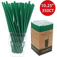 Extra Long Giant Paper Straws Green - 350 Counts, 10.25 inches Long - Best for Smoothies, Slushies, Milkshakes and Thick Tall Drinks- Great for Bars and Restaurants