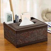 T-ZJHC Multi-Function Tissue Box Desktop Living Room Coffee Table, Square 2 Grid - Classical Pattern