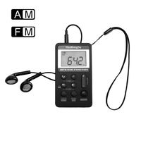 AM FM Pocket Radio, ALLOMN Portable Digital Tuning AM FM Stereo Radio with Rechargeable Battery, LCD Display and Earphone for Walking (Black)