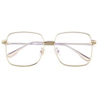 Mimoeye Oversized Blue Light Filter Glasses Metal Square Non-Prescription Eyeglasses for Computer Gaming Anti Eye Strain Headache for Women and Men
