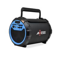 AXESS SPBT1034 Portable Bluetooth Indoor/Outdoor 2.1 Hi-Fi Loud Speaker/Sing Along with Built-In 6" Sub and FM Radio, SD Card, USB, AUX, 6.5mm in Blue (Wired Mic. Included)