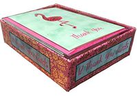 Molly Boxed Set of 12 Thank You Gold Foil Note Cards, Pink Flamingo 12266