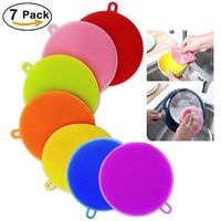 Silicone Dish Washing Brush，Food Grade Scrubber BPA Free，Multipurpose Kitchen Cleaning Sponges for Pot, Pan, Fruit and Vegetables (7 Pack),Lideemo