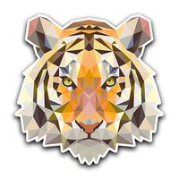 CUSTOMI Tiger Head Polygon Geometric Sticker Decal Poly Car Truck MacBook Laptop Outdoor Vinyl