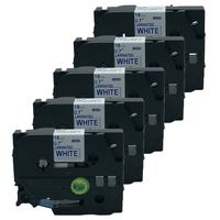 QPMY 5 Pack Compatible for Brother P-Touch Laminated TZe TZ Label Tape Cartridge 18mm x 8m (TZe-243 Blue on White)