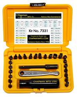 Chapman MFG 7331 Standard and Metric 24 Bit Allen Hex Screwdriver Set - Includes Midget Ratchet, Screwdriver Handle, Phillips, Metric, Slotted and Standard Hex Bits Plus a 3 ⅝" Extension