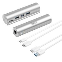 UNITEK USB Aluminum Ethernet Adapter 3-Port USB 3.0 Data Hub with Gigabit Ethernet Port Dual Option USB-C Type C & USB-A Type A Network Converter for New MacBook, MacBook Pro, Chromebook Pixel