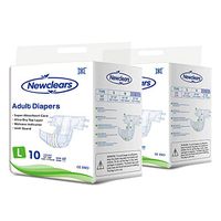 Newclears Adult Diapers with Tabs for Men Women Incontinence Care, Disposable Absorbent for Disability Postnatal Patient Bedridden Care, 10 Count/Pack, 2 Pack, L