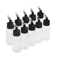 Aibecy Box of 10-Each 35cc/1.2-Ounce PET Transparent Airbrush Paint Bottles Jars Pots Lid Adapter Dual-Action Siphon Suction Feed Air Brush Airbrushing Accessories (B)