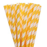 Biodegradable Paper Straws Dark Yellow Striped (50)