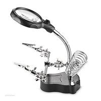 3.5x 12X LED Magnifying Soldering Iron Jewelry Stand 3rd Helping Hands Clip Lens