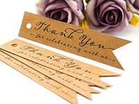 Summer-Ray 100pcs Mini Pennant Flag Brown Kraft Wedding Favor Gift Tags Thank You for Celebrating with Us