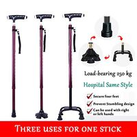 TXDWYF Crutches/Four-Legged/Single-Legged/Elderly/Lightweight/Sturdy/Cane/Quality/Retractable/Adjustable/Massage Handle/Slip Pads/Lightweight Cane,Black