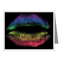 Note Card Gay Pride Flag Rainbow Lips