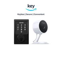 Schlage Connect Zigbee-Certified Smart Deadbolt + Amazon Cloud Cam | Key Smart Lock Kit (Century in Matte Black)