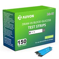 AUVON Blood Glucose Test Strips (150 Count) for use with AUVON DS-W Diabetes Sugar Testing Meter (No Coding Required, 2 Box of 75 Each)