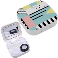 Portable Contact Lens Case Box Travel Kit Mirror + Bottle + Tweezers Container Holder [ Geometric ]