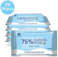 Alcohol Detergent Wipes (5Packs,50Wipes) Large Wet Wipes(8"x6"),75% Soft Alcohol Wipes for All-Purpose Cleaning (Easy to Carry)