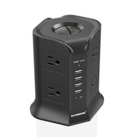 Smart Power Strip Surge Protector SAFEMORE 8 Outlet 4 USB Multi Power Plug USB Extension Tower Desktop Charger Station 6.5ft Long Power Cable Compatible with Right Angle/Flat Plug Devices (Black)