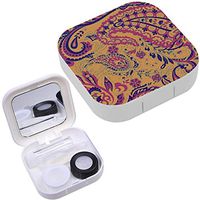 Portable Contact Lens Case Box Travel Kit Mirror + Bottle + Tweezers Container Holder [ Paisley Fantastic ]