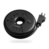 Travel Power Strip, NTONPOWER Portable Charging Station 3 USB Without Surge Protector Short Extension Cord 15 inch Compact for Home, Office, Cruise Ships, Business Trip, Hotels - Black