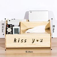 T-ZJHC Tissue Box Remote Control Storage Box Living Room Creative Coffee Table European Wood Multi-Function Tray Home, D87 Medium Oak