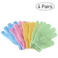 Healifty 4 Pairs of Bath Exfoliating Mitt Glove Bath Pouf Scrubber Brushes Sponge Exfoliating Pad