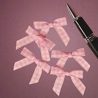 Mini Pink and White Gingham Checkered Bows (100)