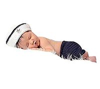 Pinbo Newborn Baby Photo Prop Crochet Knitted Sailor Navy Anchor Hat Pants