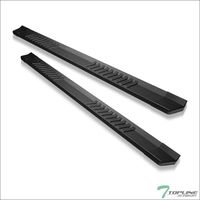 Topline Autopart 6" OE Style With Polymer Stripes Matte Black Aluminum Side Step Rail Running Boards For 15-20 Ford F150 / 17-20 F250 F350 F450 F550 Superduty SuperCrew (Crew) Cab