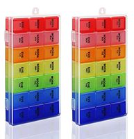 Rainbow Weekly Pill Organizer with Snap Lids| 7-Day AM/PM | Detachable Compartments for Pills, Vitamin. (Rainbow 2pcs)