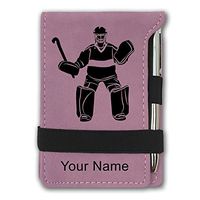 Mini Notepad, Field Hockey Goalie, Personalized Engraving Included (Pink)