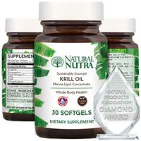 Natural Nutra Krill Oil 500mg with Astaxanthin, Omega 3 Fatty Acids, EPA and DHA, Antarctic Sourced and Friend of The Sea Certified, Environmentally Friendly Premium Glass Bottles, 30 Capsules
