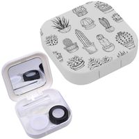 Portable Contact Lens Case Box Travel Kit Mirror + Bottle + Tweezers Container Holder [ Doodles ]