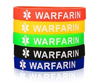 VNOX 5 Pcs a Set Silicone WARFARIN Medical Alert ID Wristband Bangle Identification Bracelet