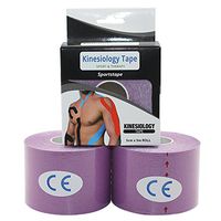STpro Elastic Waterproof Kinesiologie Tape 2" x 16.4 ft,2 Rolls,Purple