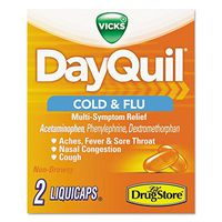 DayQuil 97047 Severe Cold & Flu Caplets, Daytime, Refill Pack, 2 Caplets/Packet, 20 Packs/Box