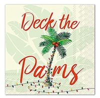 MesaFina Cocktail Beverage Christmas Paper Napkins ~ Deck the Palms 40 ct