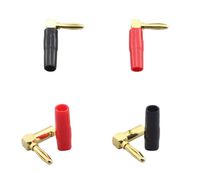 [4 Pack] Hi-end Copper Right Angle/90 Degree Screw Type Banana Plug / Speaker Cable Connector [Banana De L]
