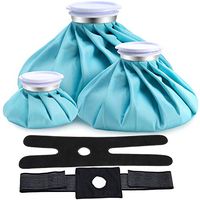 Ice Bag Packs for Injuries, Ohuhu 3 Packs [11" 9" 6"] Reusable Ice Bags with 2 Wrap, Hot & Cold Therapy and Pain Relief for Knee Leg Injury, 5-Pack (6"/9"/11") Light Blue for Hot Therapy is 122℉-140℉