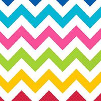 amscan Party Perfect Disposable Chevron Print Beverage Napkins Tableware, Multicolored, Paper , 5" x 5", Pack of 16