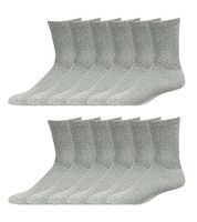 2ND DATE Premium Cotton Diabetic Crew Socks - Grey-9-11-Pack of 12