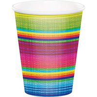 Club Pack of 96 Pink and Green Disposable Serape Hot/Cold Cups 5.6”