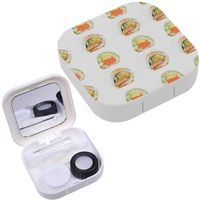 Portable Contact Lens Case Box Travel Kit Mirror + Bottle + Tweezers Container Holder [ Sushi Salmon Avocado ]