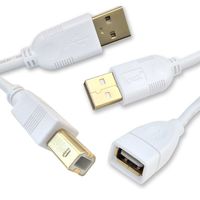 Ipax 25Ft Extra Long Gold Plated White Hi-Speed Cable for Printer Scanner Copier with Ferrite Core [ 10ft Interface Plug + 15Ft USB Extension Cord ]